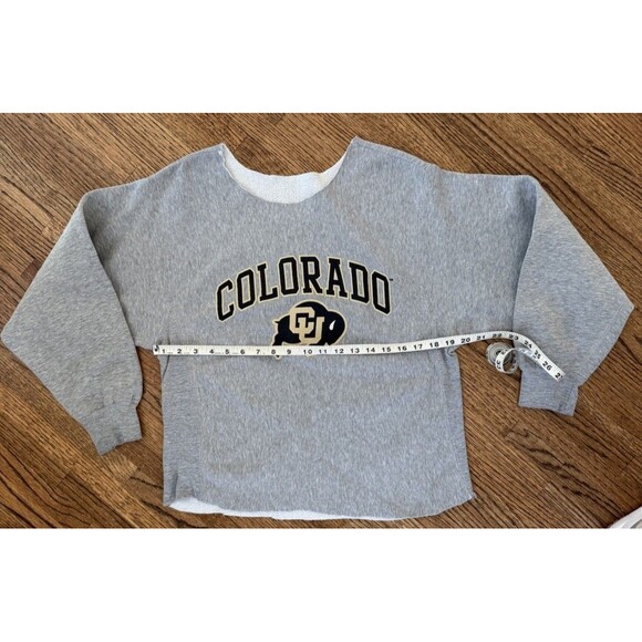 University Of Colorado Custom Distressed Heather Gray Sweatshirt - M - Picture 4 of 6